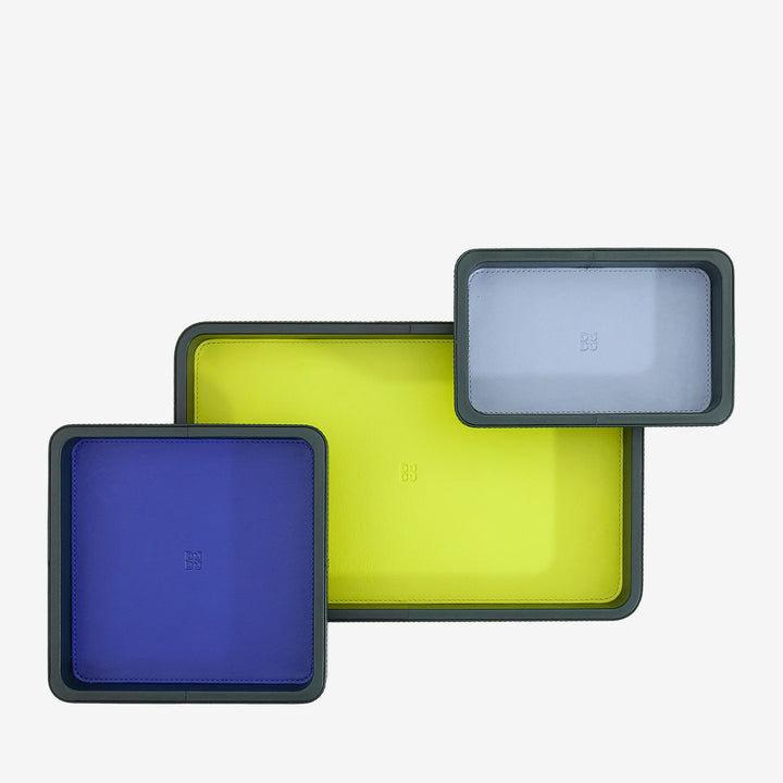 DUDU Lot de 3 plateaux de poche en cuir, plateau de rangement de table, bureau à domicile, porte-clés, pièces de monnaie, téléphone