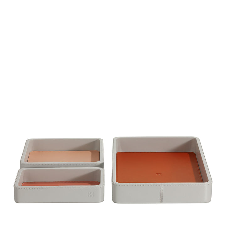 DUDU Lot de 3 plateaux de poche en cuir, plateau de rangement de table, bureau à domicile, porte-clés, pièces de monnaie, téléphone