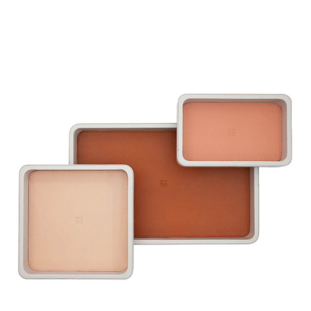 DUDU Lot de 3 plateaux de poche en cuir, plateau de rangement de table, bureau à domicile, porte-clés, pièces de monnaie, téléphone