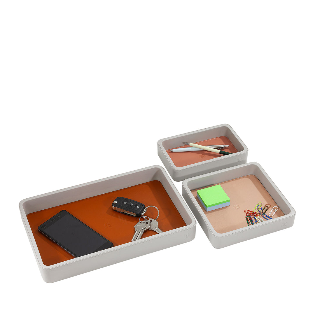 DUDU Lot de 3 plateaux de poche en cuir, plateau de rangement de table, bureau à domicile, porte-clés, pièces de monnaie, téléphone