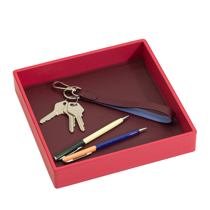 DUDU Designer-Taschentablett aus farbigem Leder für den Eingangsbereich mit Geschenkbox