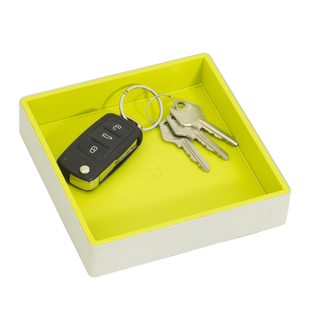DUDU Entryway Designer Colored Leather Pocket Tray, 14x14cm, with Gift Box