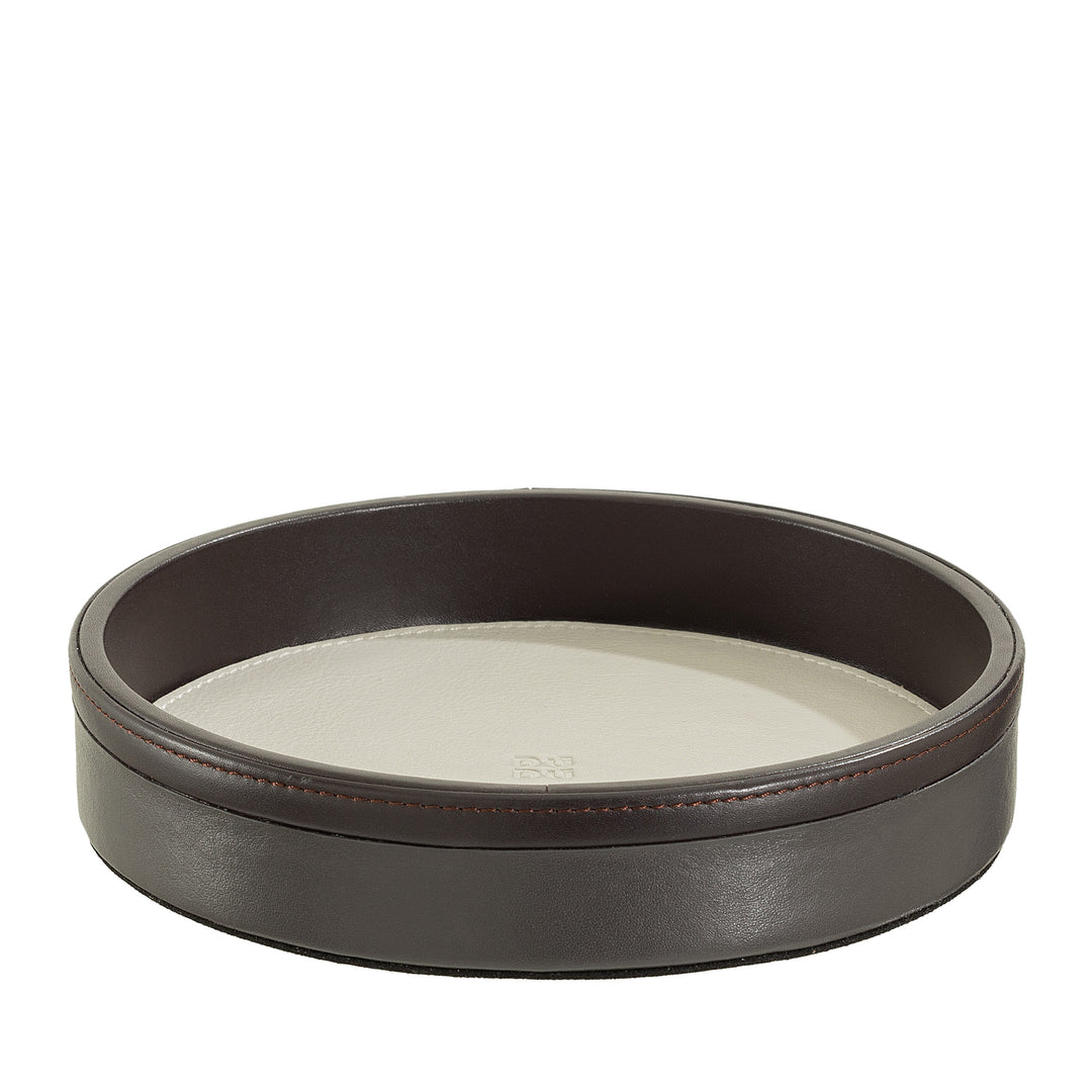 DUDU Rundes Taschentablett für den Eingangsbereich aus Leder, kleines 16 cm großes mehrfarbiges Design-Tablett, Heimdekorationsobjekt