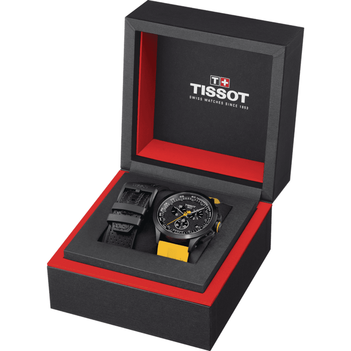 Tissot orologio T-Race Cycling Tour De France 2023 45mm nero quarzo acciaio finitura PVD nero T135.417.37.051.05 - Capodagli 1937