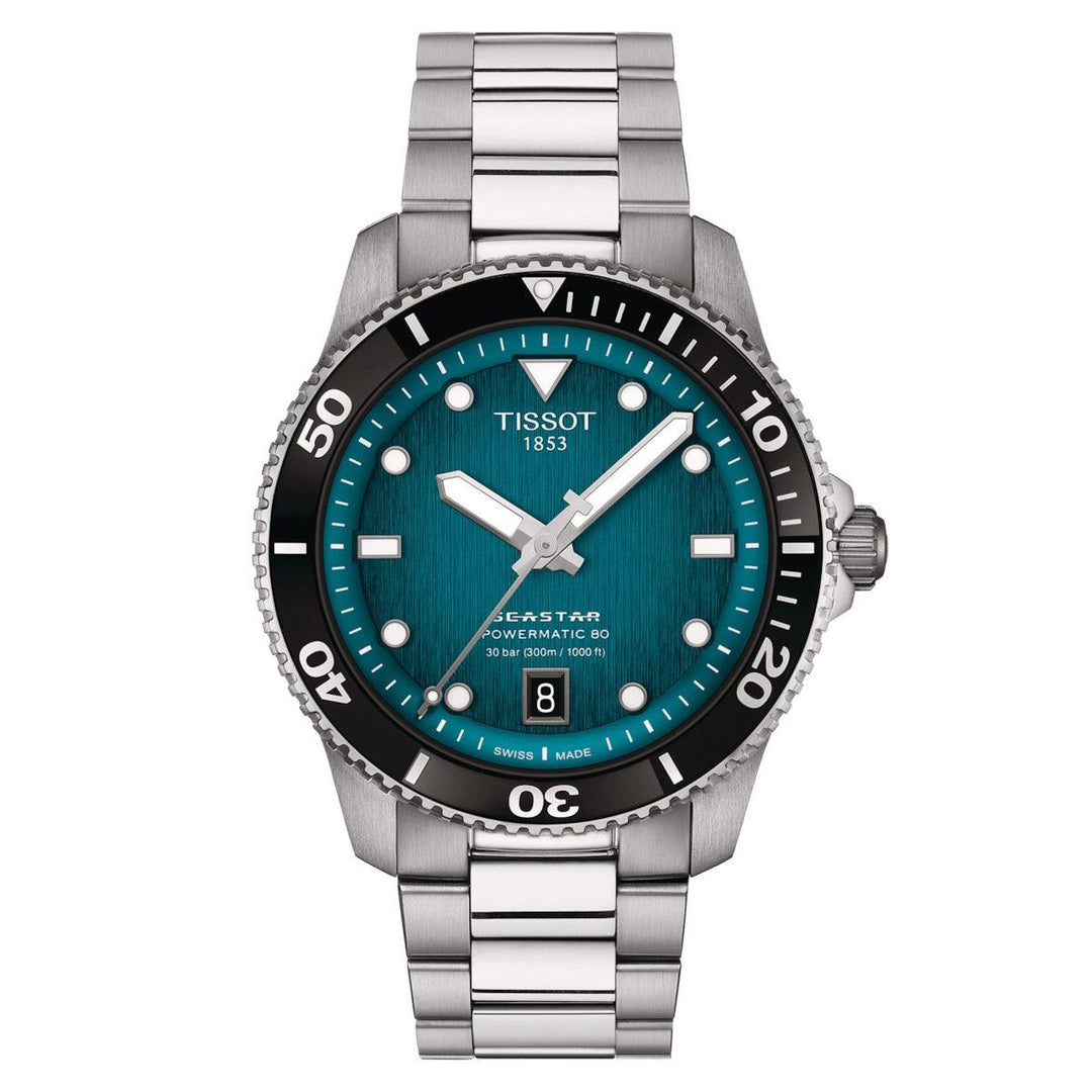 Tissot Seastar 1000 Powermatic 80 40mm turchese automatico acciaio T120.807.11.091.00 - Capodagli 1937