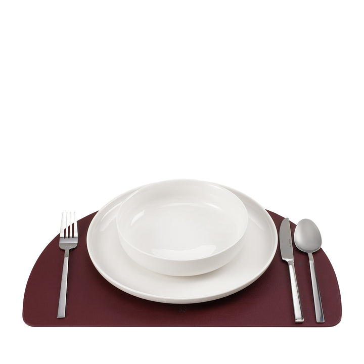 DUDU Tovaglietta Americana in Pelle, Tovagliette da Colazione Pranzo, Bifacciale Double Face, Antiscivolo, Mezzaluna 44x30 cm, Bicolore
