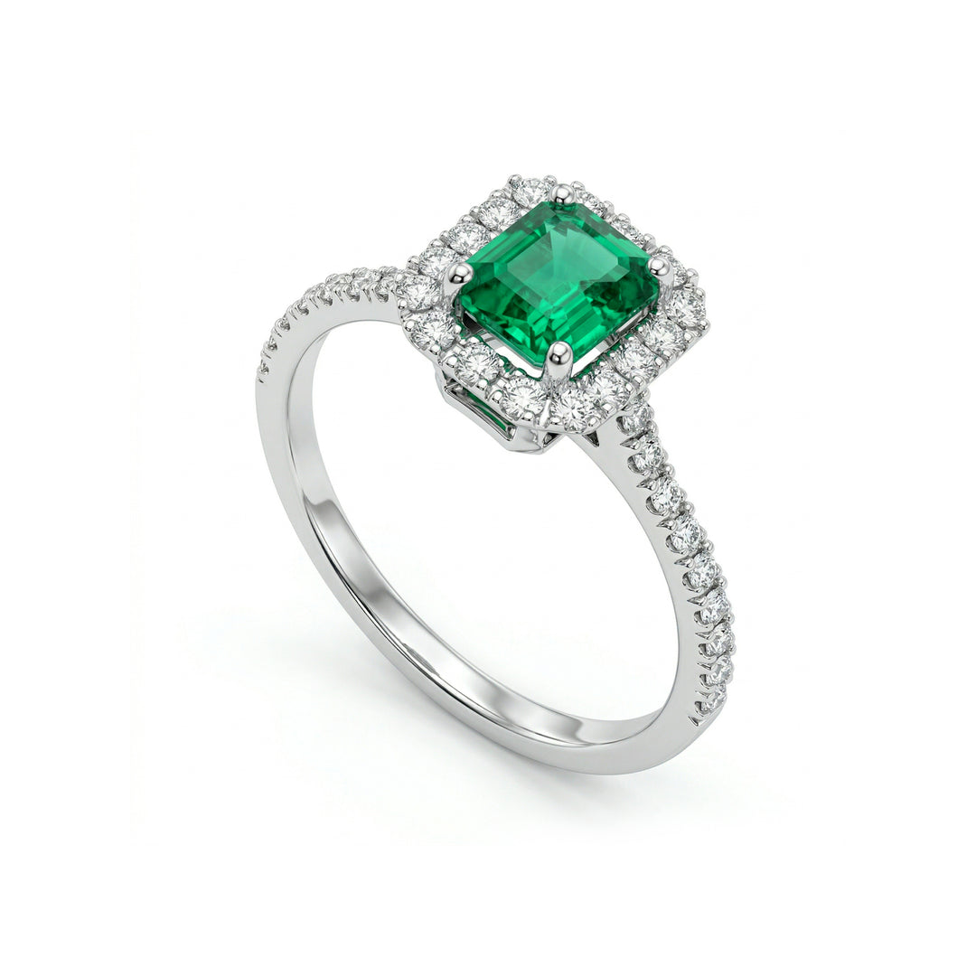 Golay octagonal emerald ring 6x5 and diamond outline ACLC072DISM1-23213110001