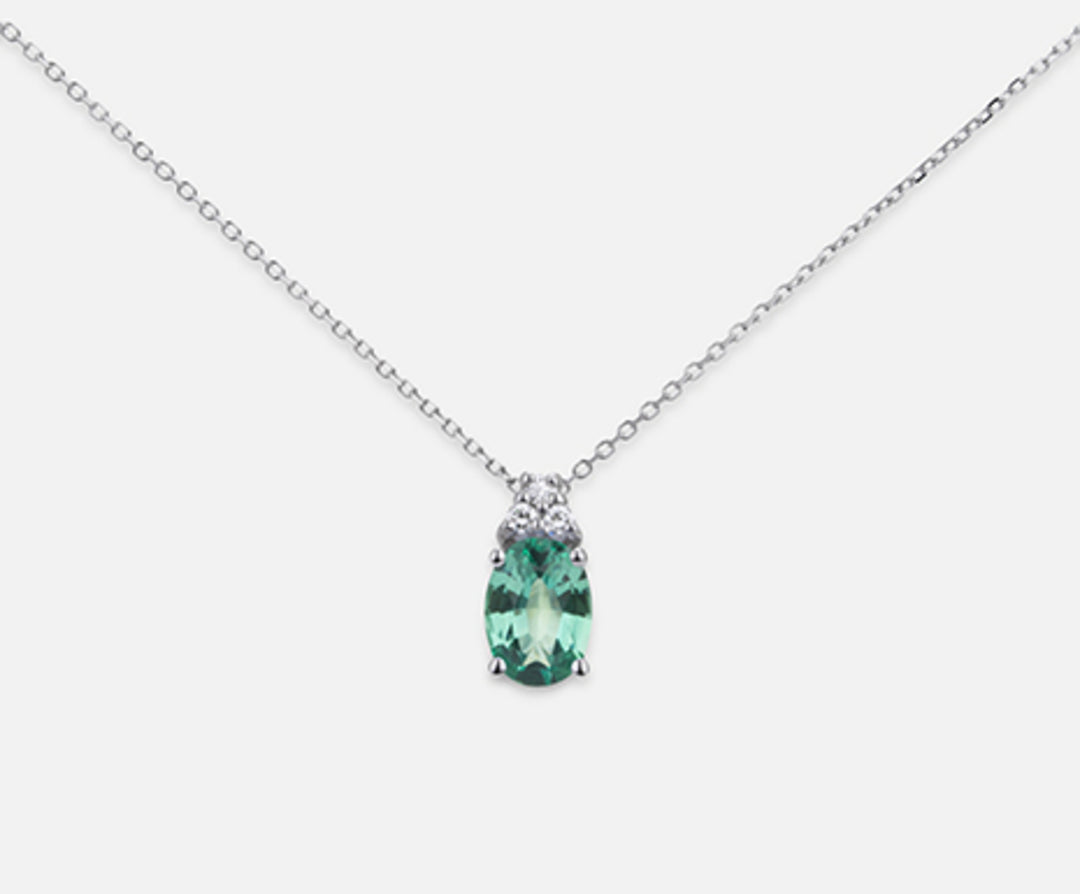 Mikiko cl 18k émeraude n. ovale 7x5 ct.0,60 dia ct.0,045 MD5055O4SMN060