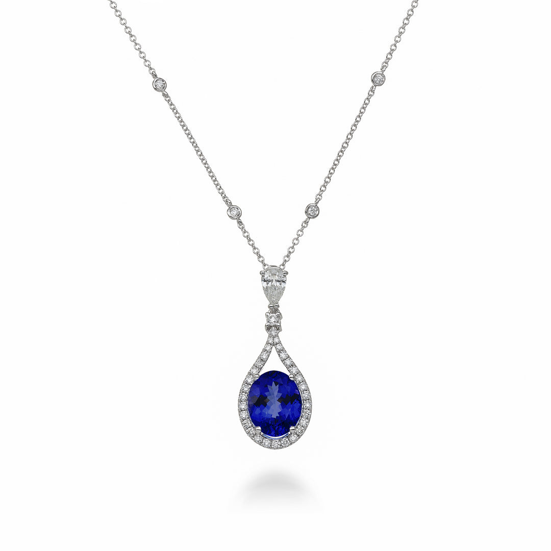 Golay oval tanzanite necklace 10x8 and drop diam 0.30 ct PCLC136DTZ810-22187110014