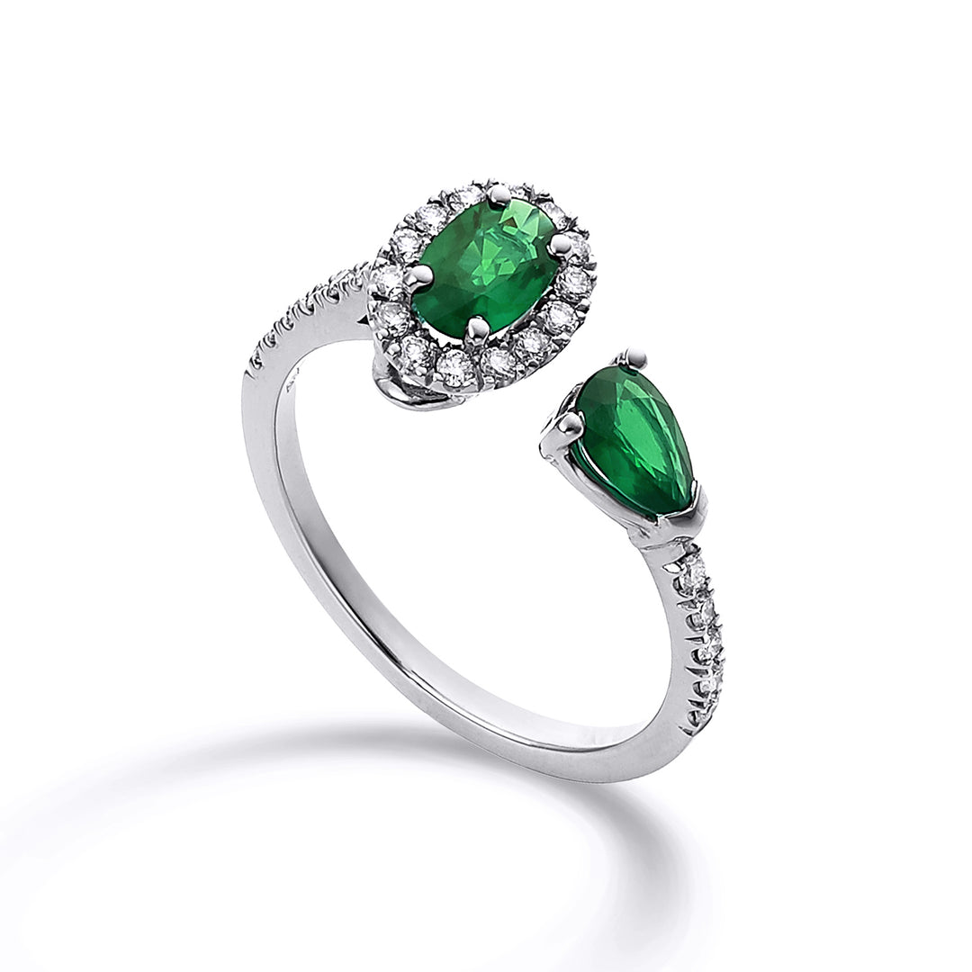 Golay-Ring mit ovalen Smaragden 6x4 und Tropfen 6x4 ACLC300DISM-24198110004