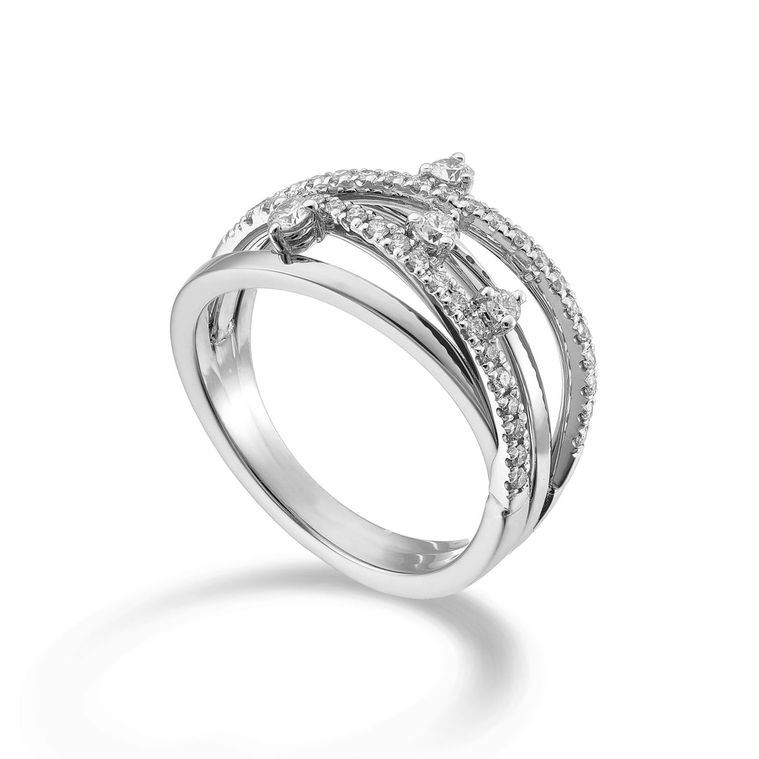 Bague diamant Golay quatre rangs et quatre pierres soie AMF7772DB-26016110159