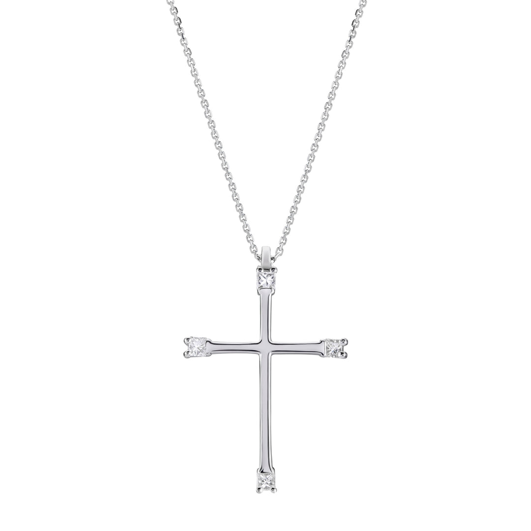 Golay large cross necklace with 4 princess diamonds PCR003DI2-18082110088