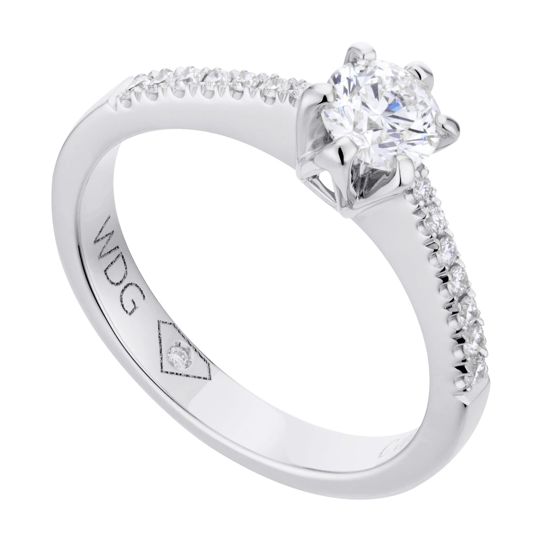 Bague solitaire Golay 6 points avec tige encastrée. diamètre ASLC1830-19350110051