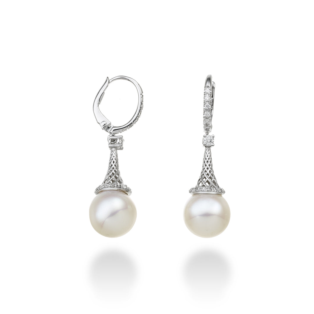 Golay or 18k fishnet with diam and fw pearl 10-10.5 contour 0.36 ct ORPEC01DIFABI100