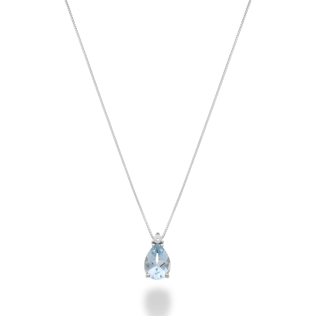 Mikiko cl 9k aquamarine drop 7x5 with diamond MD5190R4AM