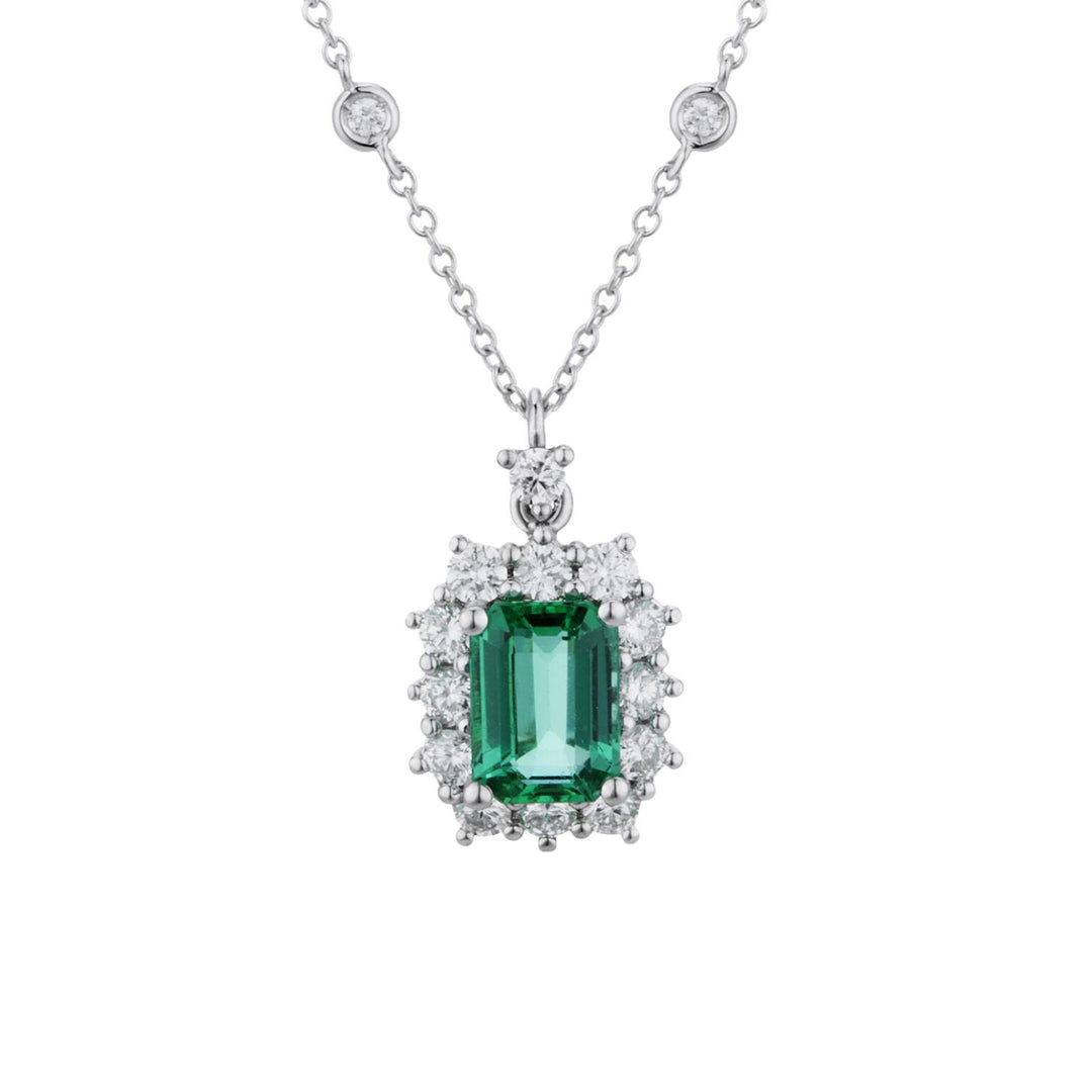 Golay octagonal emerald pendant necklace 6x4 and 14 diam PCL058DISM1-23299110084