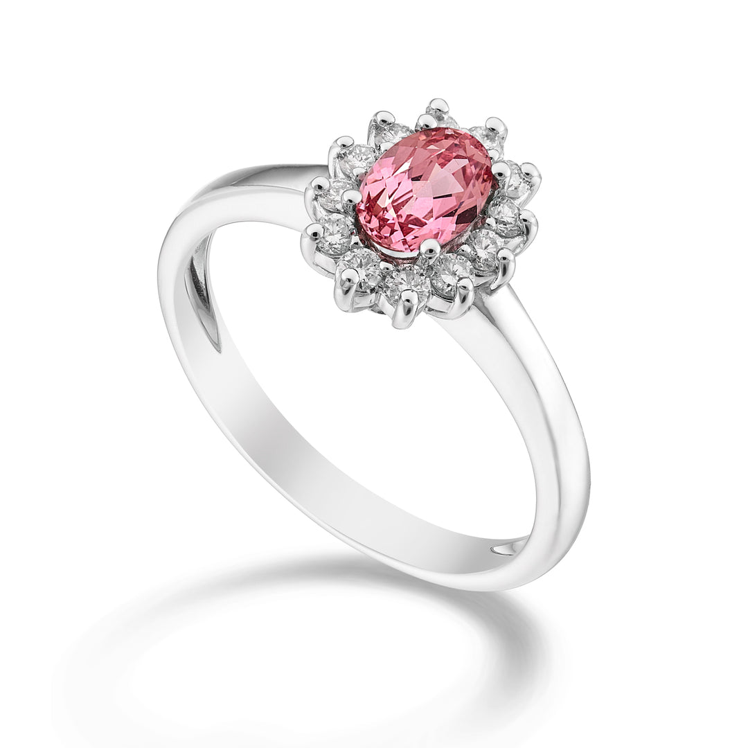 Mikiko an 18k zaffiro rosa ovale 6x4 ct.0,60 diam. ct.0,23 MA5093O4ZFRP