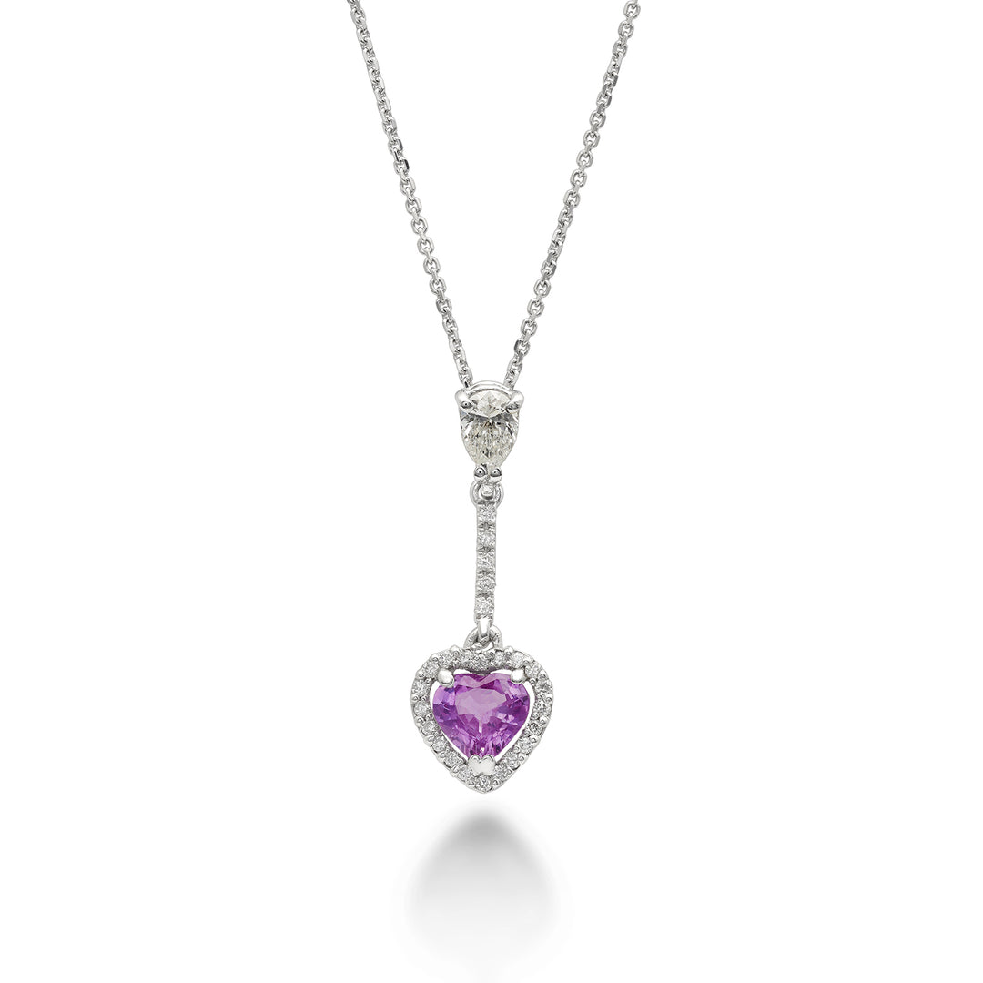 Golay pink sapphire heart pendant necklace 5x5 and diamonds PCL201DZPH55-22271110053