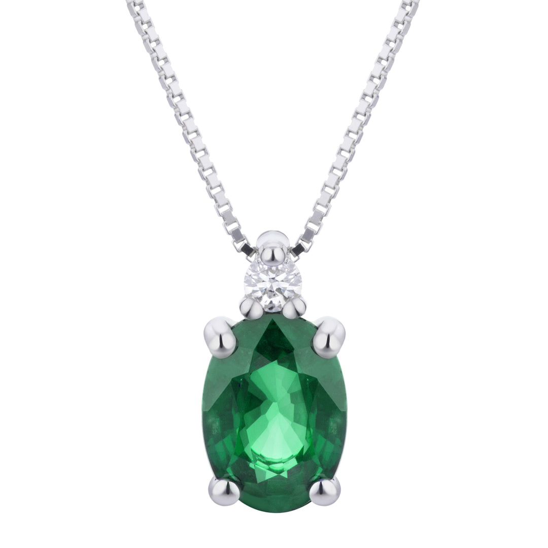 Golay oval emerald necklace 7x5 and diamonds PCL492DISM2-19126110040