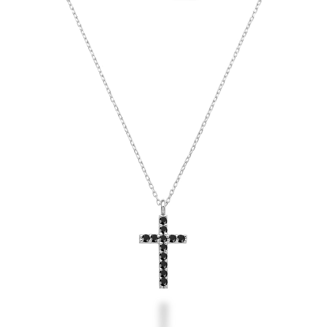 Nihama cl 18k Kreuz Größe 3 Weißgold mit schwarzem Spinell 0,13 ct NDCRO3O1SBK