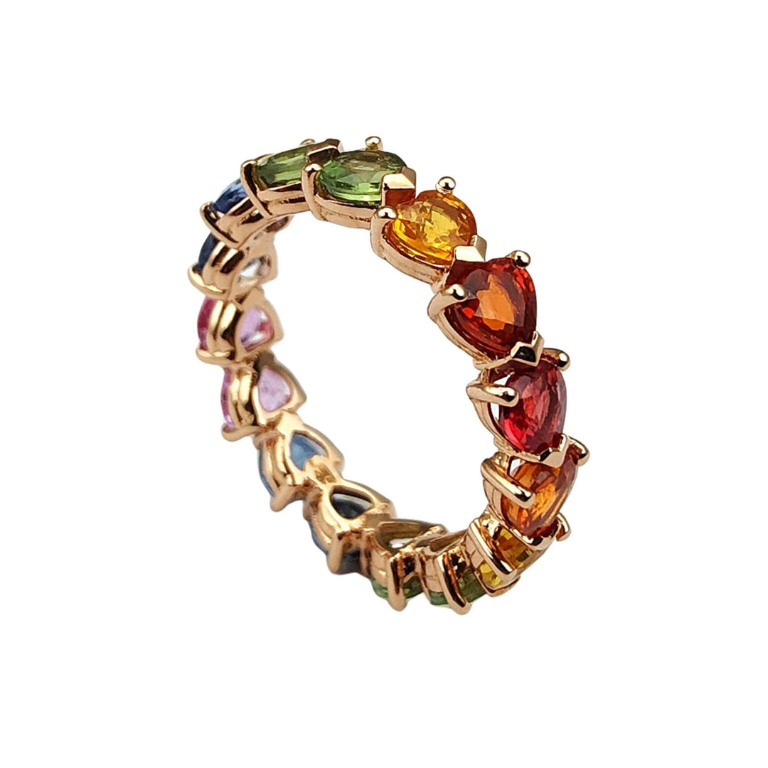 Golay Gyro-Fingerring mit mehrfarbigen Saphirherzen AETL449MC4