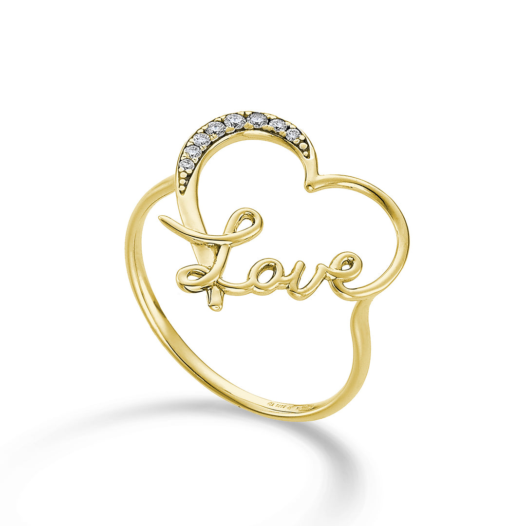 Mikiko an 18k yellow gold large love heart diam. ct.0.07 MA5138O1BR007