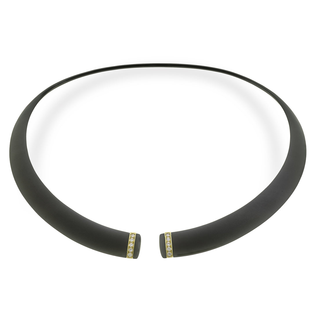 Tour de cou Golay en titane noir avec éléments en or rose 18 carats, serti de diamants, taille moyenne GD013O3DINE_M