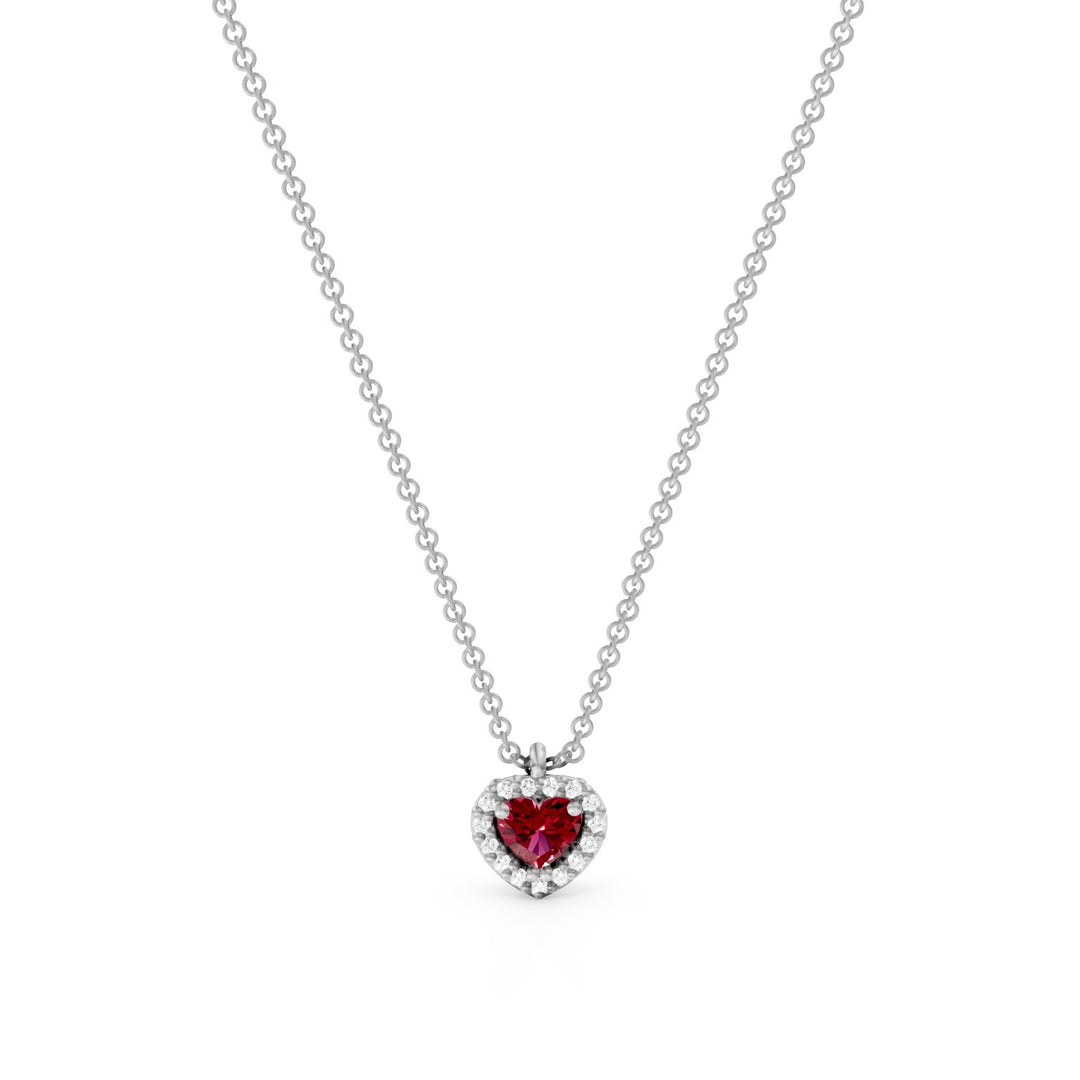 Golay necklace with central ruby heart with outline PCT003DIRU1C-24304110054