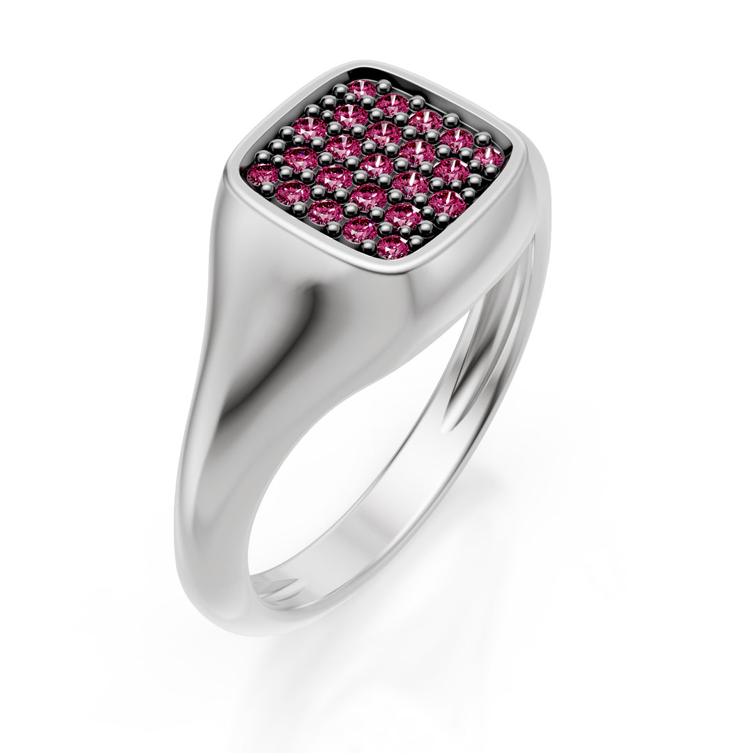 World Diamond Group square pinky ring size 10, z.pink white gold ACH003ZPB