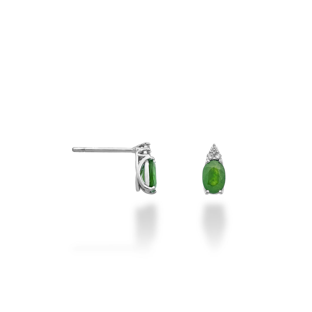 Mikiko or 18k oval emerald 5x3 and three diamonds MO5182O4BE