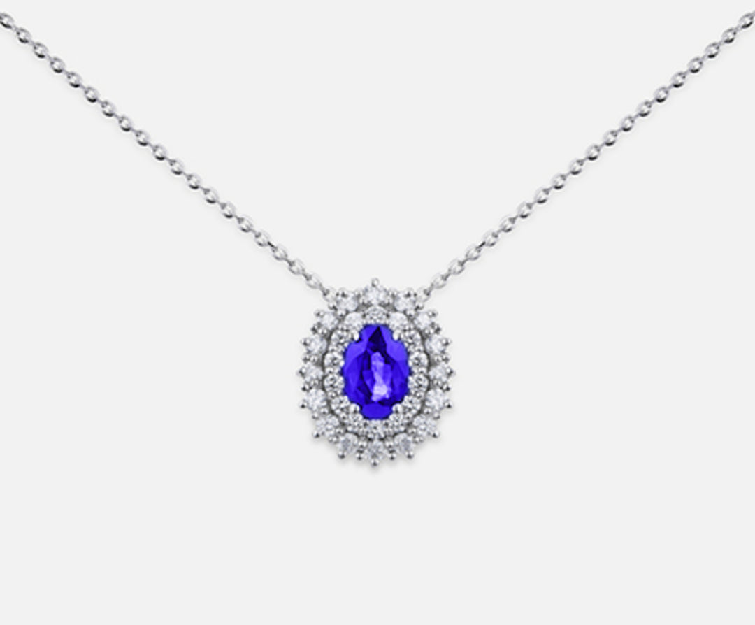 Nihama cl 18k tanzanite n. ovale 6x4 ct.0,38 dia ct.0,37 ND5060O4TZN