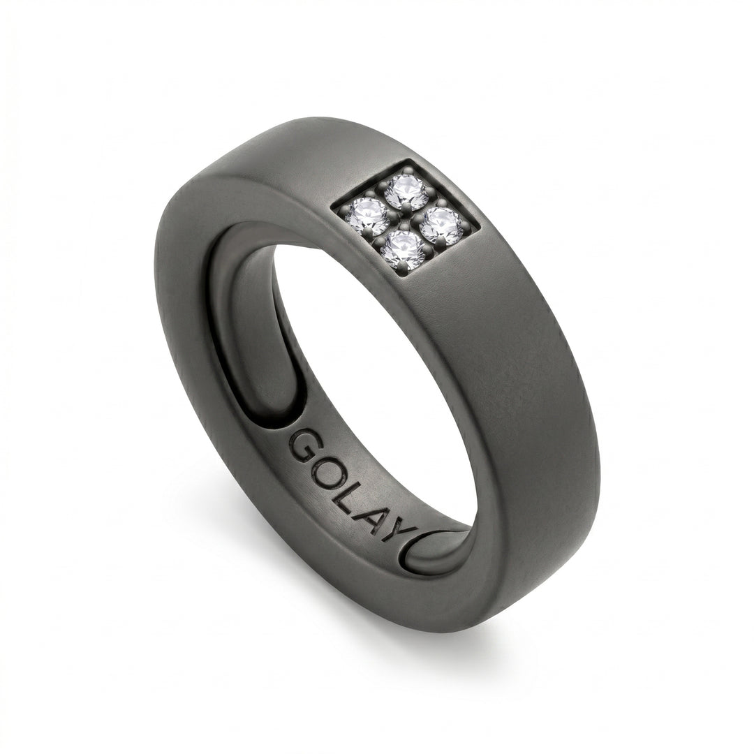 World Diamond Group anello in titanio grigio con diamanti 0,10ct tot., misura adattabile con cuscinetti dalla 20 alla 24 GAN034DIGR-2024