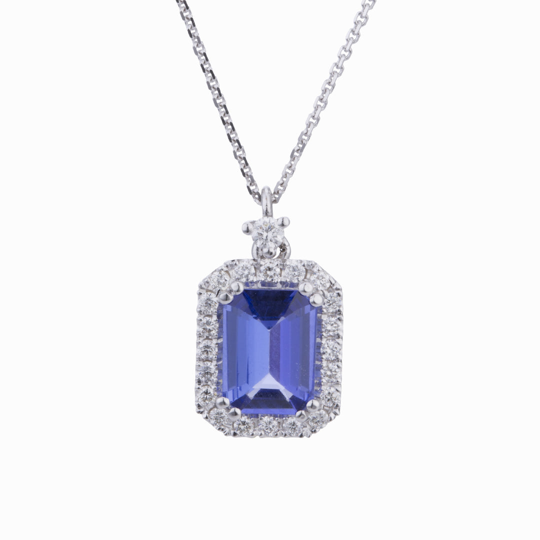 Golay octagonal tanzanite necklace 8x6 diamond outline PCL072DITZ4-22248110051