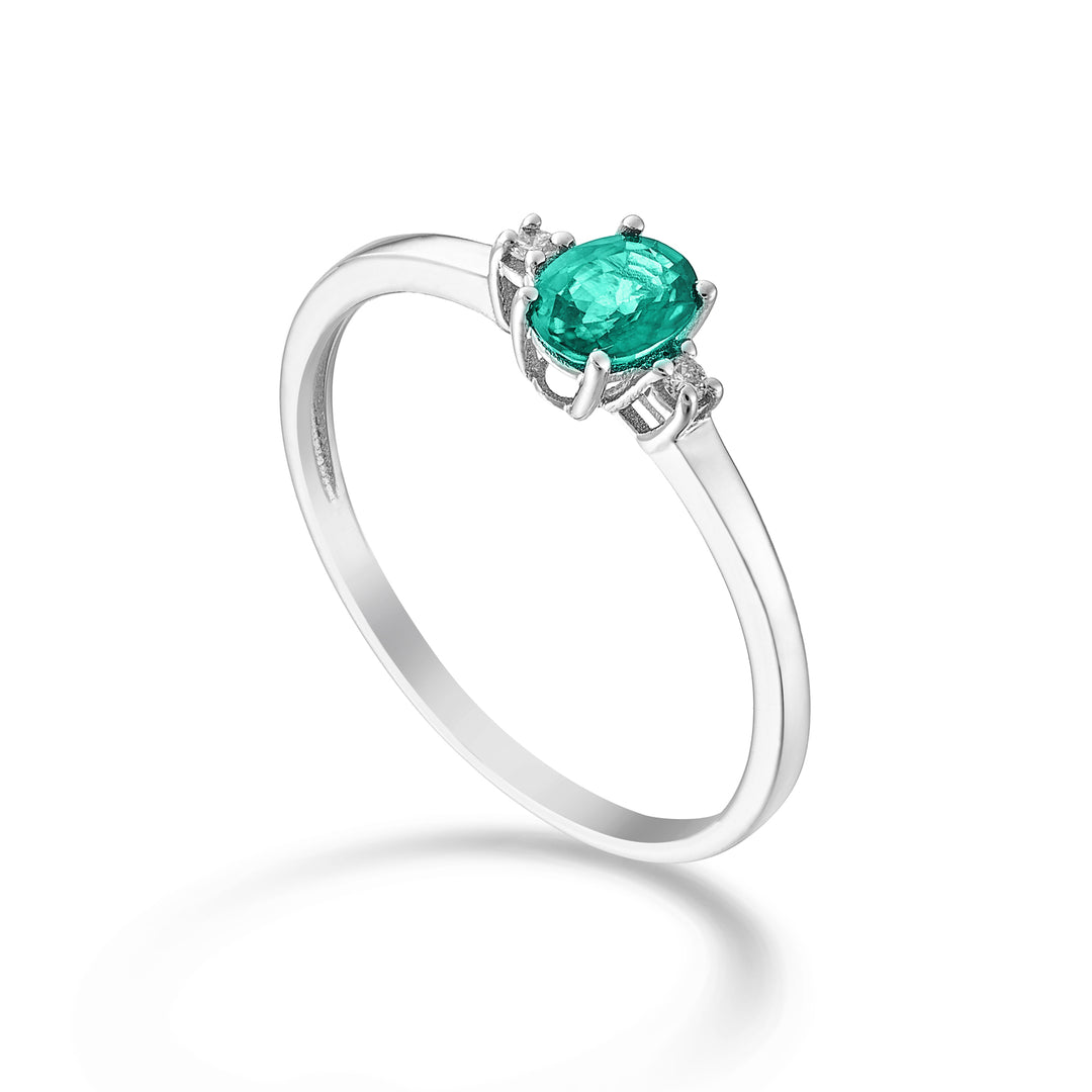 Nihama an 9k emerald n. oval 5x4 ct.0.30 diam. 0.02 ct NA5191R4SMN