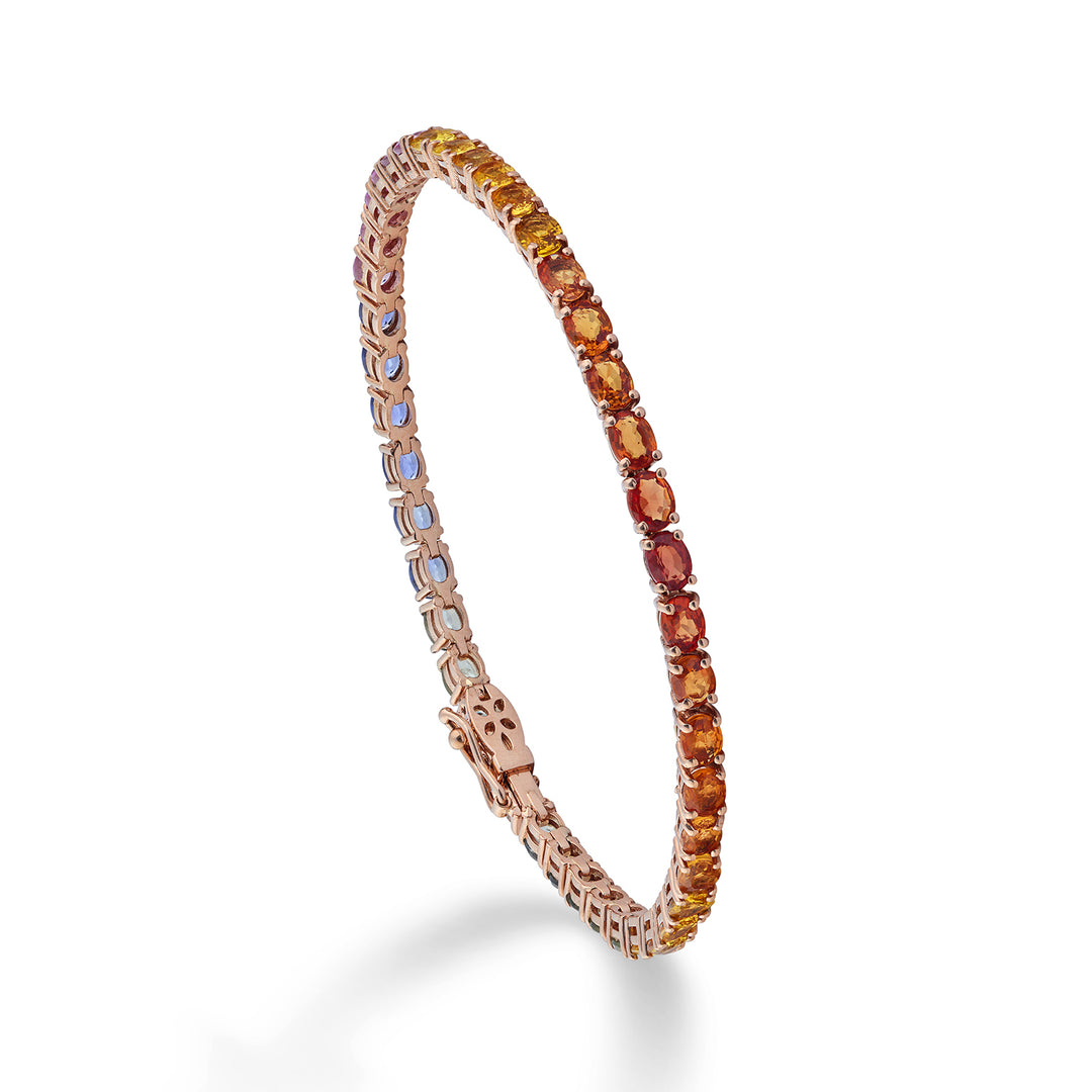 World Diamond Group oval multicolor sapphire tennis bracelet 4x3 BTFOV002DIMC-22322110025