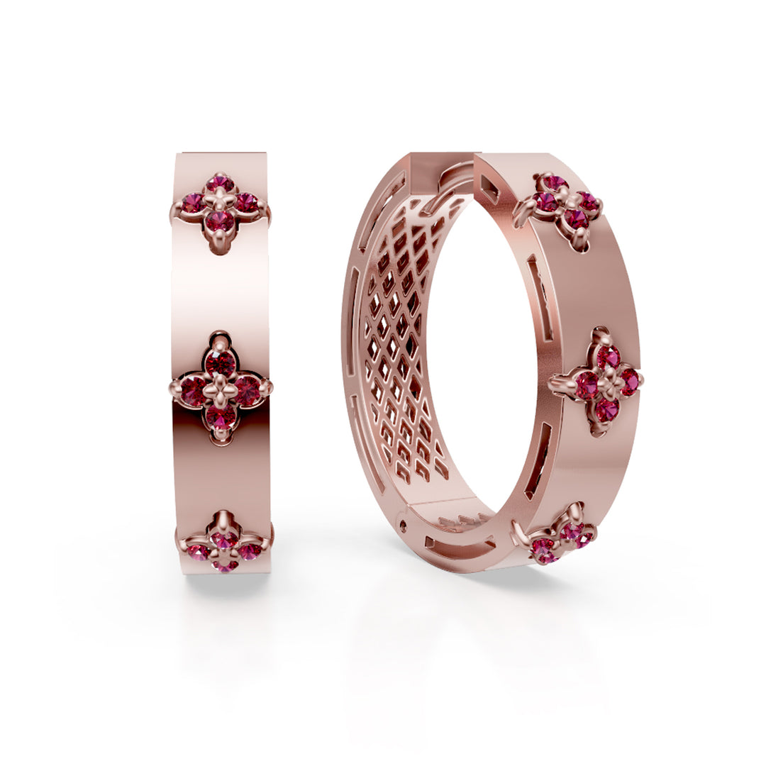 Golay big pink satin ruby circle earrings OFFI04RUSR24