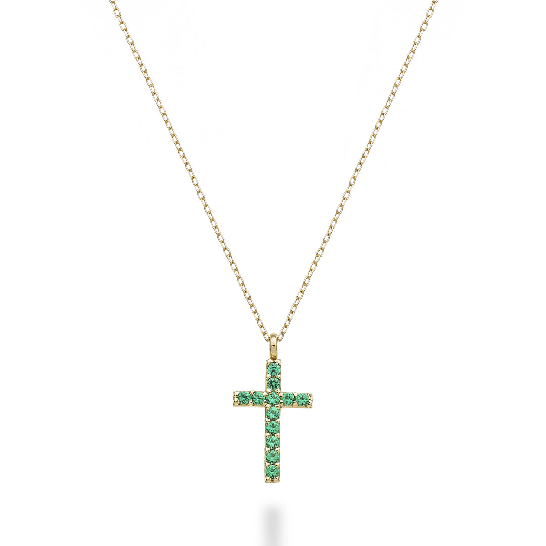 Nihama cl 18k Kreuz Größe 3 Gelbgold mit Smaragden 0,11 ct NDCRO3O1SMR