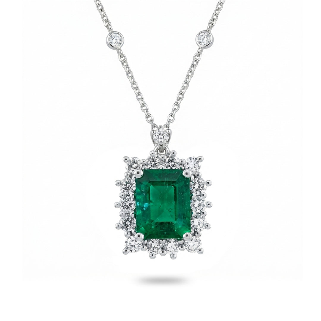 Golay-Smaragd-Halskette, 8 x 6 Diamanten mit achteckigem Umriss PCL079DSM86-26071110364