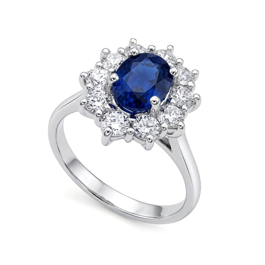 Bague saphir ovale Golay 6x4 contour 10 diamants ACLC102DIZB46EC-26148110188