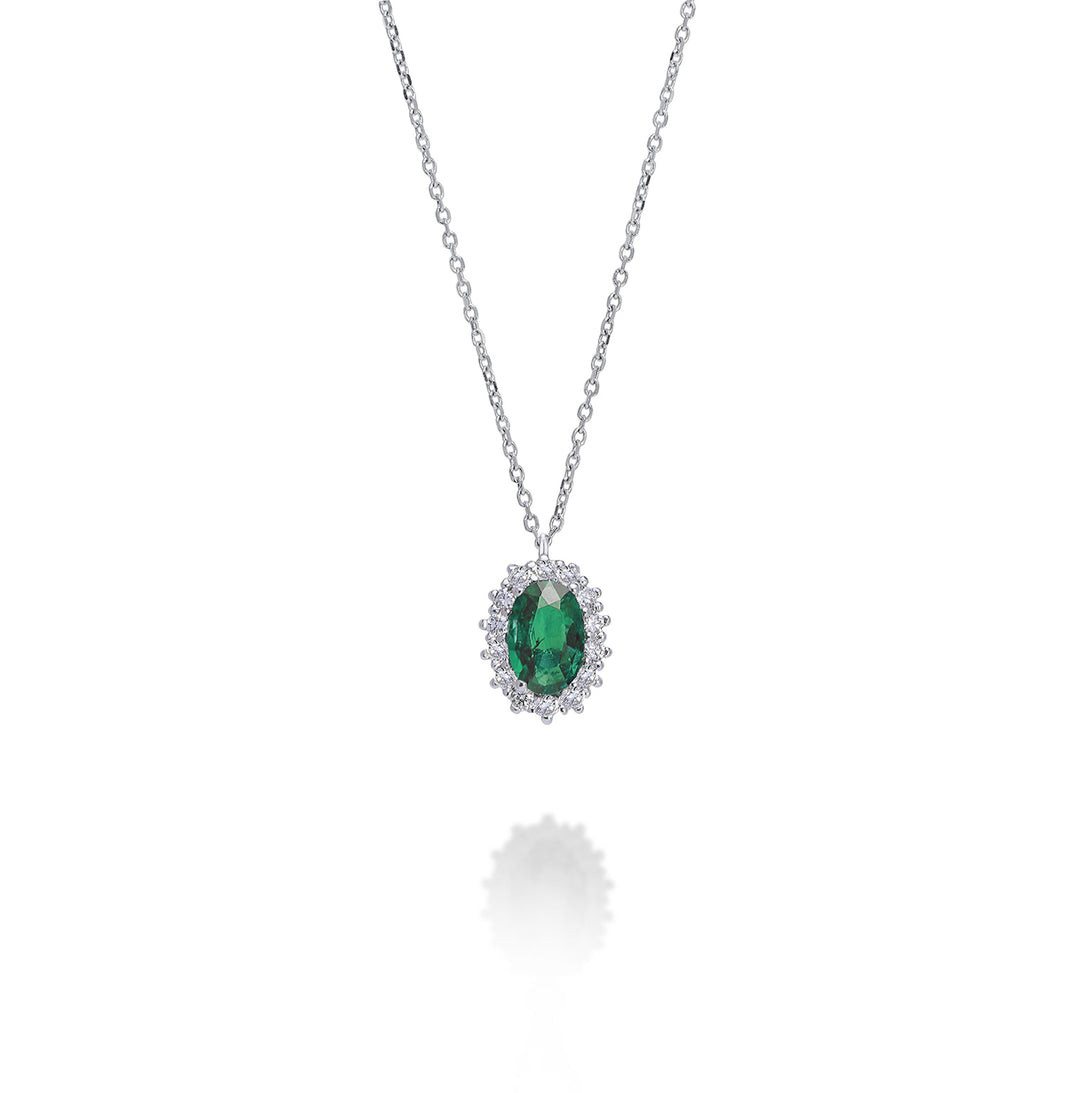 Nihama cl 18k émeraude n. ovale 6x4 ct.0,30 diam. 0,13 ct ND5086O4SMN