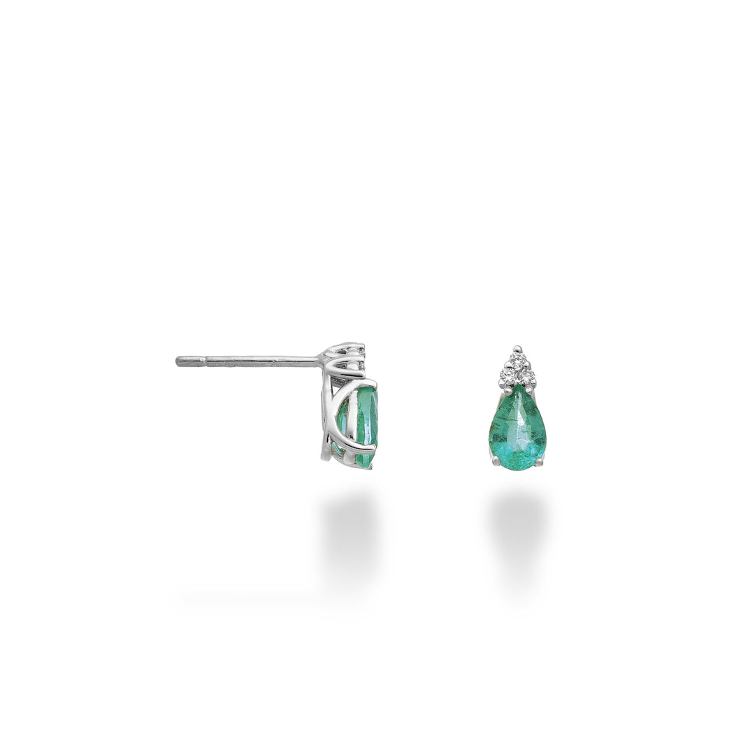 Mikiko or 18k emerald drop 6x4 and three diamonds MO5173O4BE