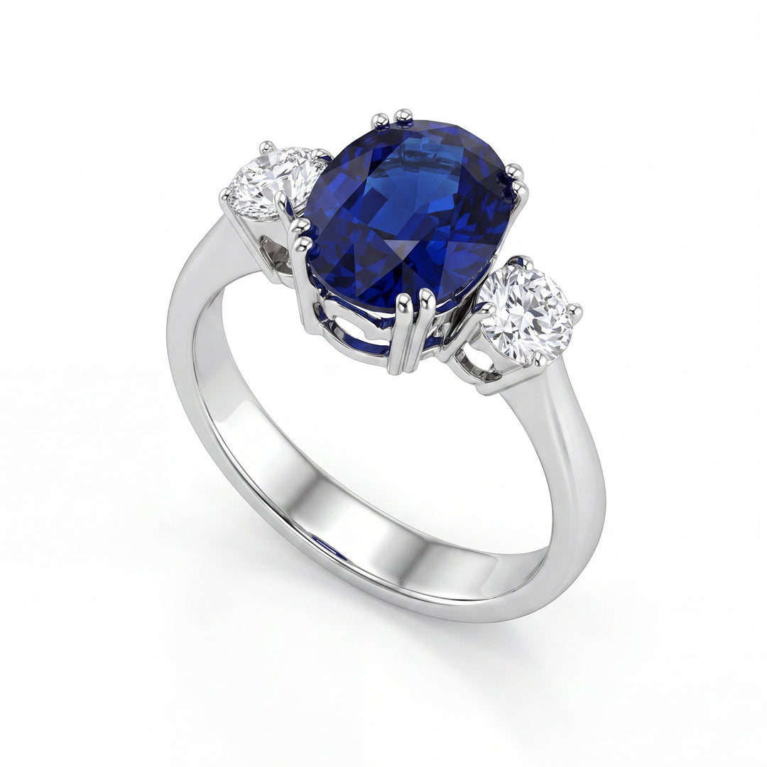 World Diamond Group ring with oval sapphire 3.02 ct and diamonds APU107WDIZB-16257110066