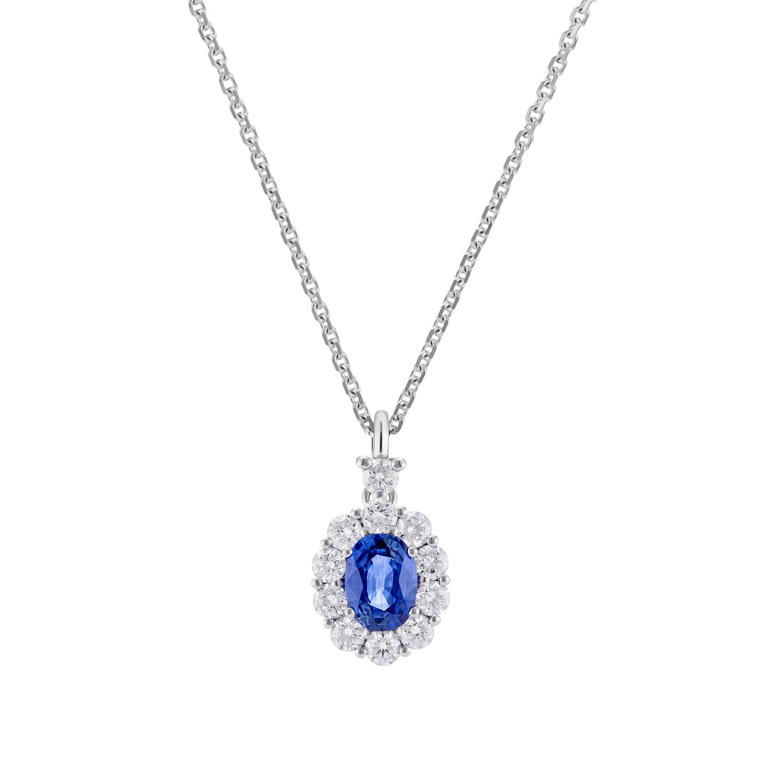 Golay 4x3 oval sapphire necklace, diamonds and bezel PCL041DIZB34-26111110407