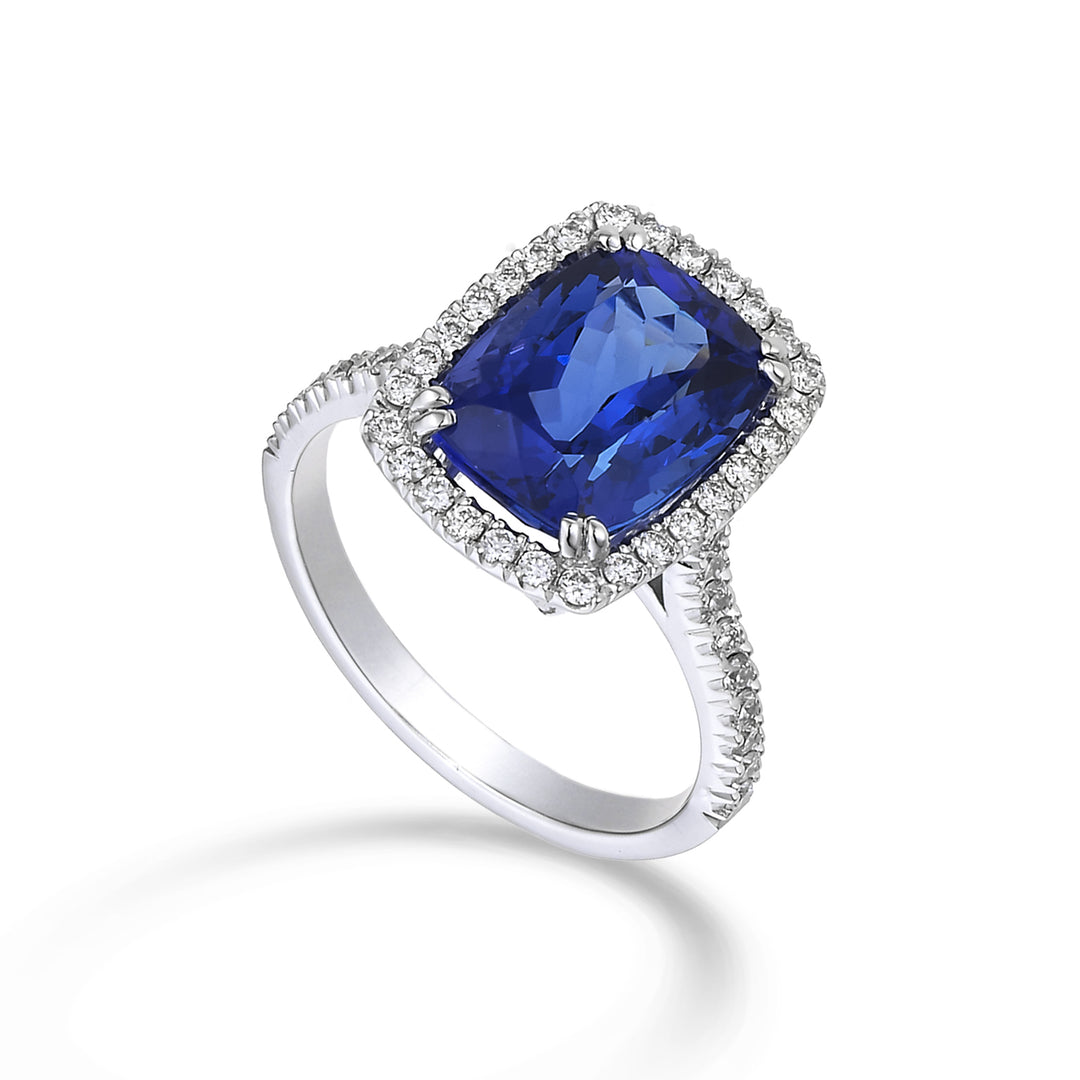Golay tanzanite cushion ring 10x10 and diamonds ACLC076DITZ6-21327110009