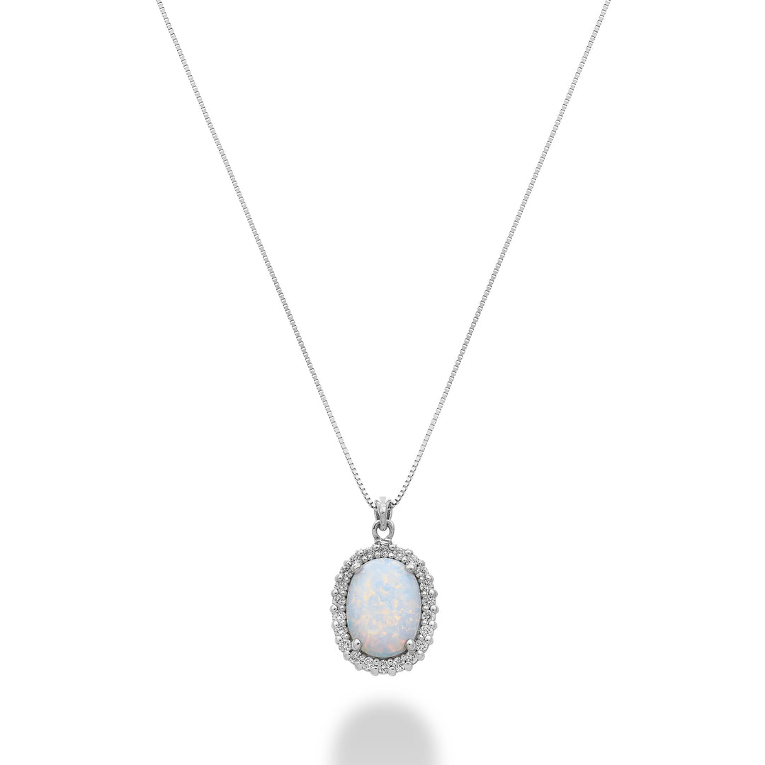 Mikiko cl 9k opale cabochon ovale 8x6 e contorno di diamanti MD5193R4OP