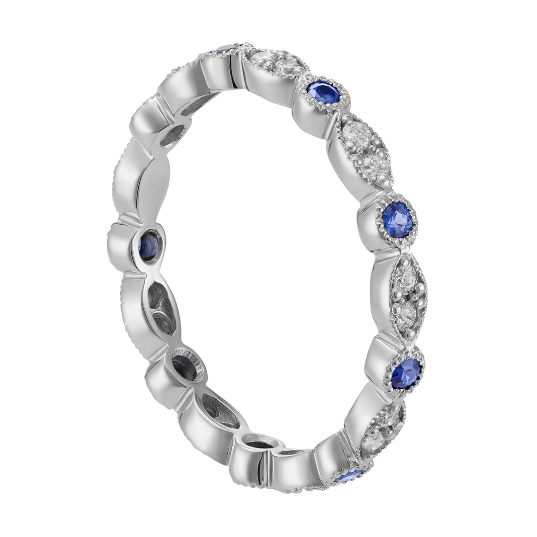 World Diamond Group round diamond and sapphire band with marquise motif AET026ZBDI1-18274110077