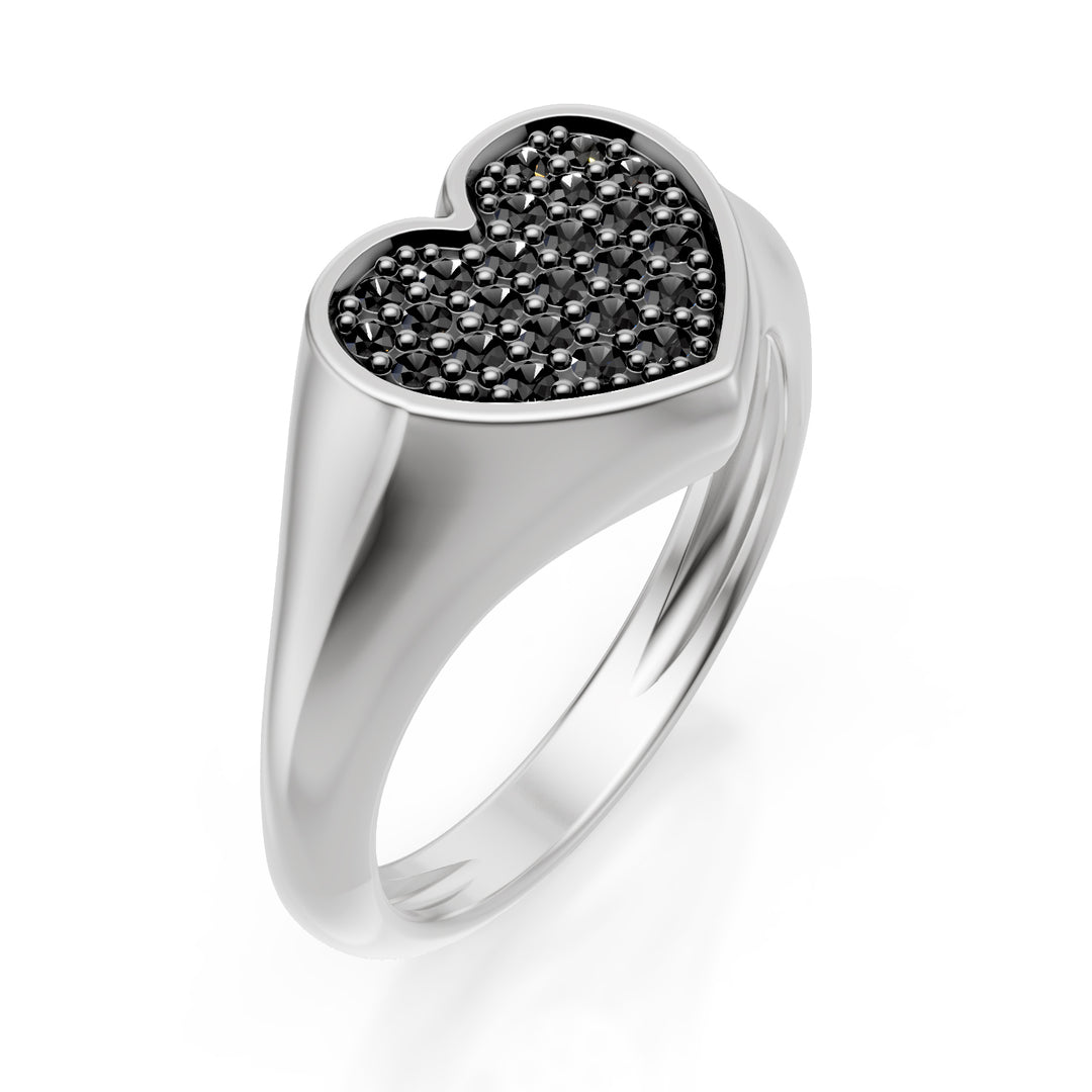 World Diamond Group anello mignolo cuore mis10 con d.black oro bianco ACH004BKB