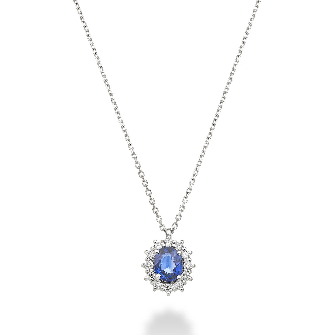Nihama cl 9k zaffiro n. ovale 5x4 ct.0,40 diam. ct.0,10 ND5126R4ZFN