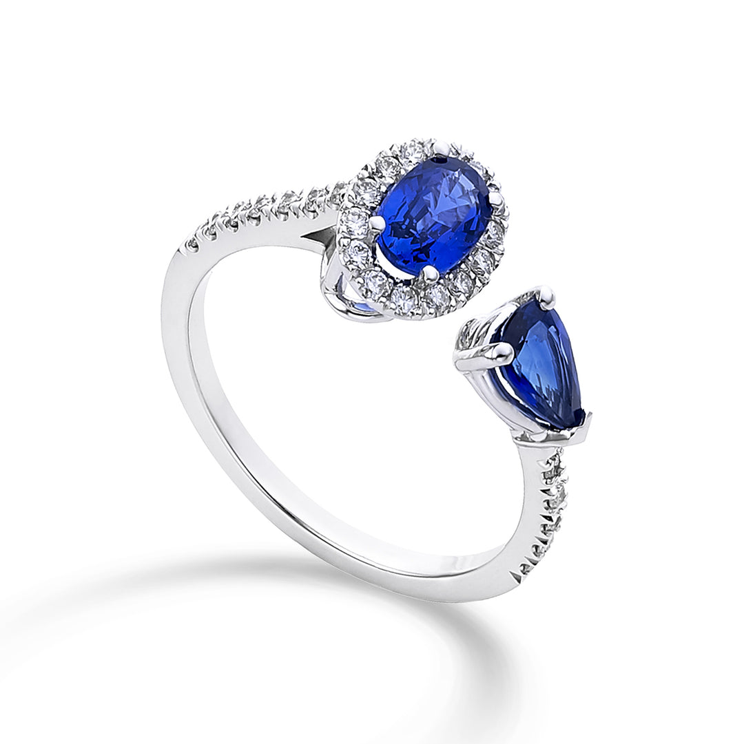 Golay-Ring mit ovalen Saphiren 6x4 und Tropfen 6x4 ACLC300DIZB-22146110022