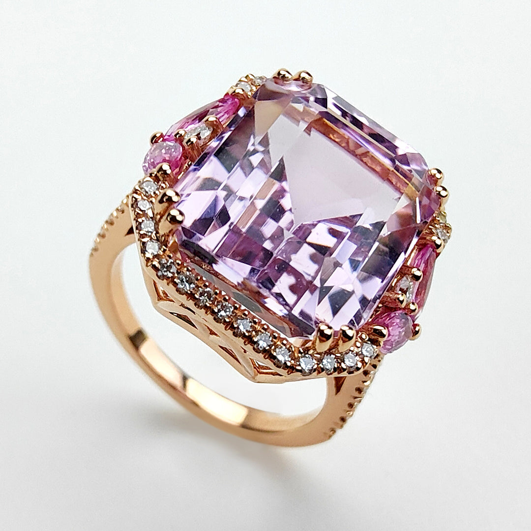 World Diamond Group anello kunzite ott 16x13, marq. z.pink e diamanti APU494DZPKZ1613-24240110002